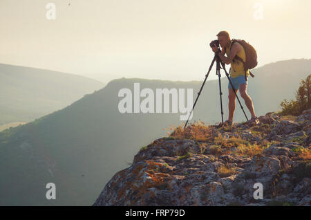 Arbeit in den Bergen zu fotografieren. Job-Szene. Stockfoto