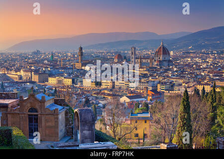 Florenz. Bild von Florenz, Italien während der golden Hour. Stockfoto