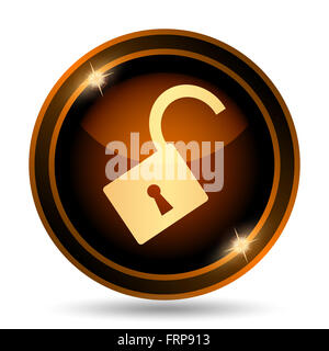 Offenes Schloss-Symbol. Internet-Button auf weißem Hintergrund. Stockfoto