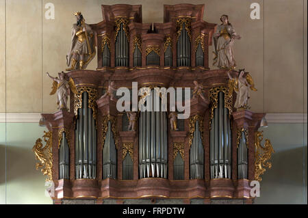 Barock-Orgel in der Neustädter Kirche Kirche, Erlangen, Middle Franconia, Bayern, Deutschland Stockfoto