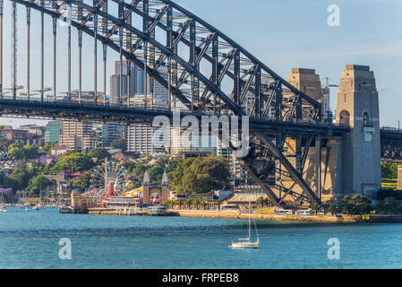 Stadt von Sydney Stadtlandschaft und die Harbour Bridge, Sydney, New South Wales, Australien. Stockfoto