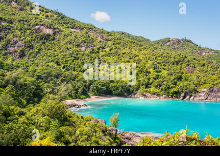 Anse Bürgermeister ist ein wunderbar schwer zu erreichende Strand auf der Nordwestseite der Insel Mahe in der Nähe von Bel Ombre, Seychellen. Stockfoto