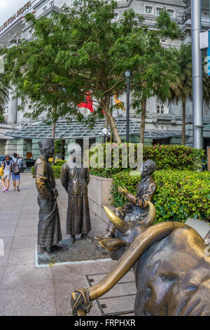 Singapur-Skulpturen am Ufer des Singapore River, das Leben in alte Singapur Adrian Baker Stockfoto