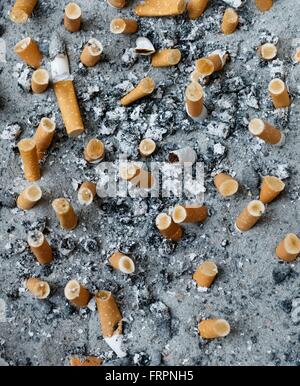 Zigarettenstummel im Aschenbecher Stockfoto