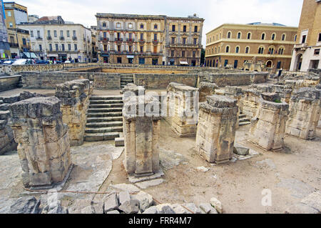 Römisches Amphitheater, Ruine, Lecce, Apulien, Süditalien Stockfoto