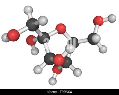 Chemische Struktur der Fructose, ein Molekül Fruchtzucker Stockfoto