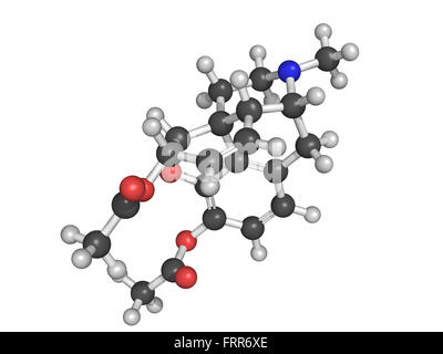 Chemische Struktur der narkotische Droge Heroin (Diacetylmorphin), umgangssprachlich auch als H, smack, Pferd, braun, schwarz, Teer Stockfoto