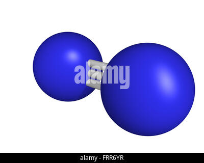 Elementaren Stickstoff (N2), molekulare Modell. Stickstoff ist der Hauptbestandteil der Atmosphäre der Erde Stockfoto