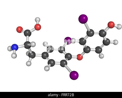 Chemische Struktur eines Moleküls Trijodthyronins (T3), Schilddrüsenhormone, die Auswirkungen auf Wachstum und Entwicklung, Stoffwechsel, body-te Stockfoto