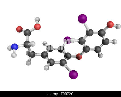 Chemische Struktur eines Moleküls Trijodthyronins (T3), Schilddrüsenhormone, die Auswirkungen auf Wachstum und Entwicklung, Stoffwechsel, body-te Stockfoto