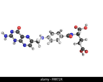 Chemische Struktur von Vitamin B9, Folsäure, auf dem weißen Hintergrund Stockfoto