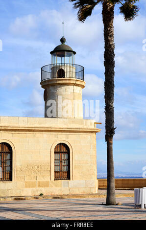 Leuchtturm am Strand von Roquetas de Mar, Almeria, Andalusien, Spanien Stockfoto