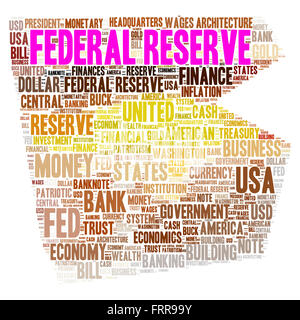 Federal Reserve-Wort-Wolke-Shape-Konzept Stockfoto