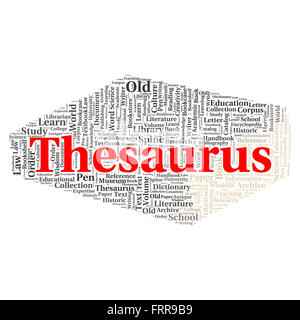 Thesaurus-Wort-Wolke-Shape-Konzept Stockfoto