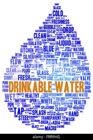 Trinkwasser-Wort-Wolke-Shape-Konzept Stockfoto