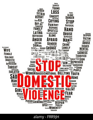 Häusliche Gewalt-Wort-Wolke-Shape-Konzept zu stoppen Stockfoto
