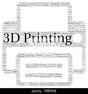 3D Drucken Word Cloud-Form-Konzept Stockfoto