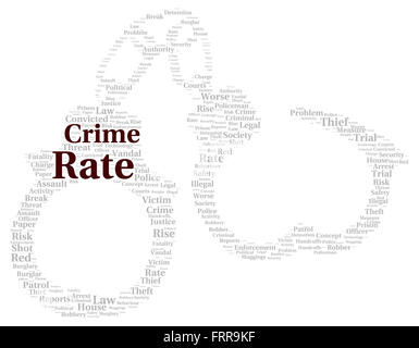 Crime Rate Wort Wolke Shape-Konzept Stockfoto