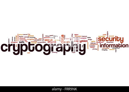 Kryptographie-Wort-Cloud-Konzept Stockfoto