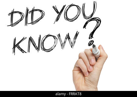 Handschrift, wussten Sie auf einem Whiteboard - Bildungskonzept Stockfoto