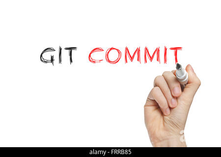 Handschrift Git Commit auf eine weiße Tafel Stockfoto