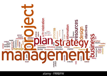 Projekt-Management-Konzept-Word-Wolke-Hintergrund Stockfoto