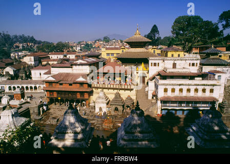 Übersicht von Pashupatinath Tempel, Tal von Kathmandu, Nepal Stockfoto