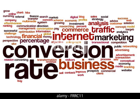 Conversion Rate Konzept Word Cloud-Hintergrund Stockfoto