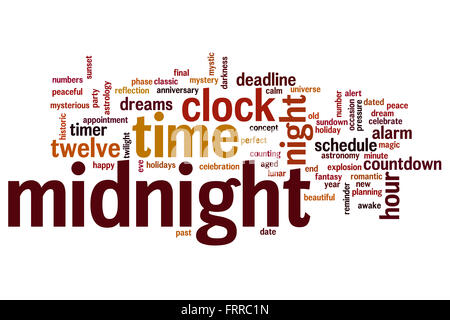 Mitternacht Konzept Word Cloud-Hintergrund Stockfoto