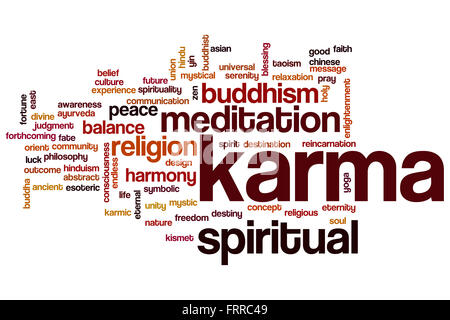 Karma-Konzept Word Cloud-Hintergrund Stockfoto