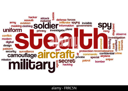 Stealth-Konzept Word Cloud-Hintergrund Stockfoto