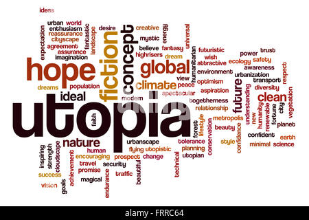 Utopie Konzept Word Cloud-Hintergrund Stockfoto