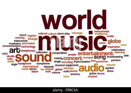 Welt Musik Konzept Word Cloud-Hintergrund Stockfoto