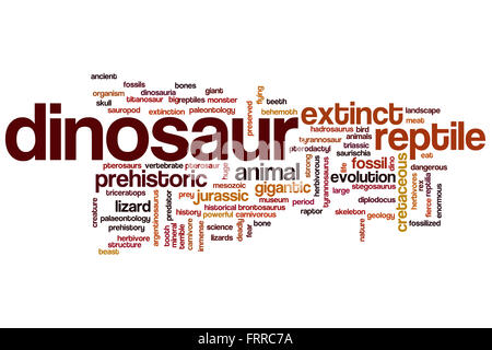 Dinosaurier-Konzept Word Cloud-Hintergrund Stockfoto