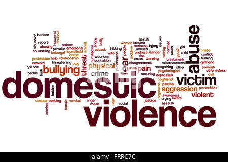Häusliche Gewalt Konzept Word Cloud-Hintergrund Stockfoto