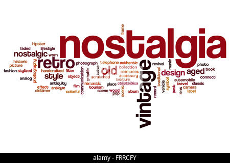 Nostalgie-Konzept Word Cloud-Hintergrund Stockfoto