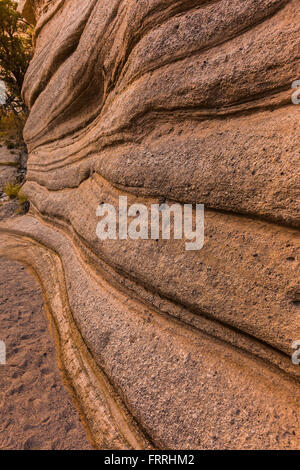 Kreuz-Bett lagen Peralta Tuff entlang dem Slot Canyon Trail im Kasha-Katuwe Zelt Rocks National Monument in New Mexico, USA Stockfoto