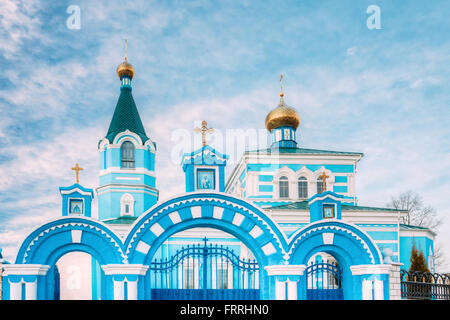 St. John Korma-Klosterkirche in Korma Dorf, Dobrush Bezirk, Belarus. Berühmte orthodoxe Kirche. Stockfoto