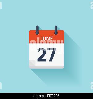 27. Juni. Vektor-flach täglich Kalendersymbol. Datum und Uhrzeit, Tag, Monat. Urlaub. Stock Vektor