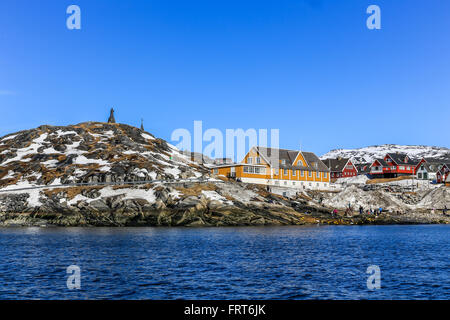 Alten Fjord Blick auf den Hafen, arktischen Hauptstadt Nuuk, Grönland Stockfoto