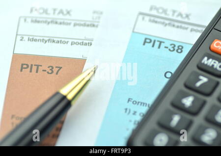Nahaufnahme des polnischen Steuerformulare Stockfoto