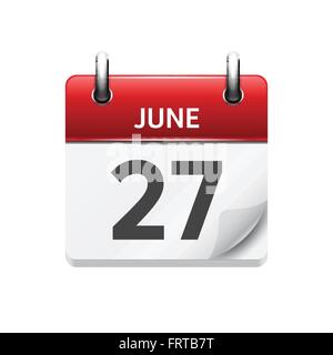 27. Juni. Vektor-flach täglich Kalendersymbol. Datum und Uhrzeit, Tag, Monat. Urlaub. Stock Vektor