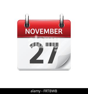 27 November. Vektor-flach täglich Kalendersymbol. Datum und Uhrzeit, Tag, Monat. Urlaub. Stock Vektor