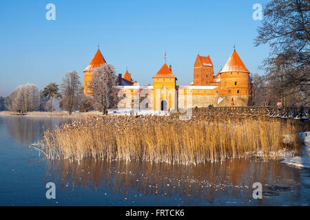 Trakai Insel Burg im Winter. Stockfoto