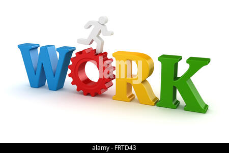 Mann läuft auf Arbeit Text, dies ist ein Computer generierten und 3d gerenderten Bild. Stockfoto