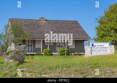 Hütten und Ruinen von alten Baylor Park in Unabhängigkeit, Texas. Stockfoto