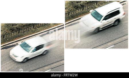 kleine Klasse und SUV-collage Stockfoto