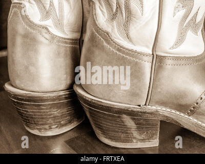 Detailansicht der Cowboy-Stiefel Heels, design Stockfoto