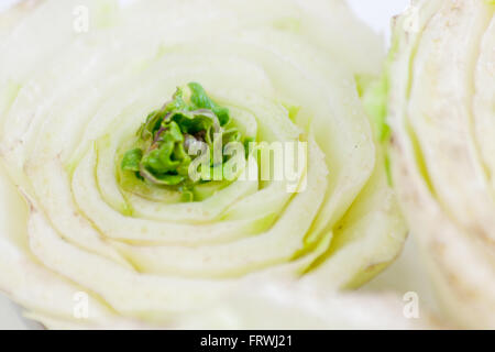 Chinakohl. Schneiden Gemüse hochkant und die Keimung der Ernte. Stockfoto