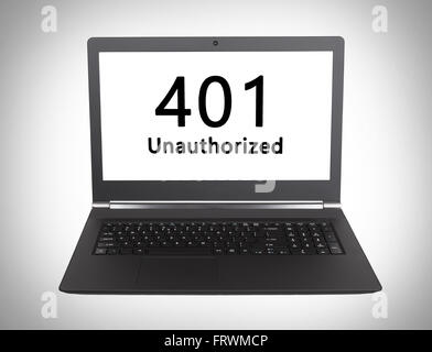 HTTP-Statuscode auf einem Laptop-Bildschirm - 401, unbefugte Stockfoto